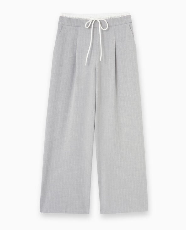 Pantalon large avec effet de superposition gris clair - Pimkie
