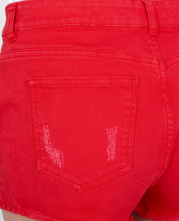 Short en jean destroy rouge - Pimkie