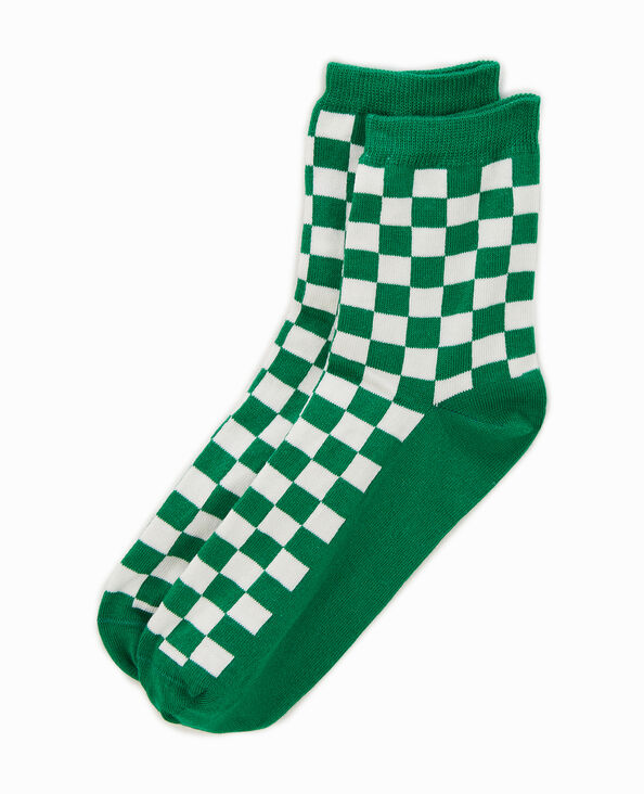 Paire de chaussettes motif damier vert - Pimkie