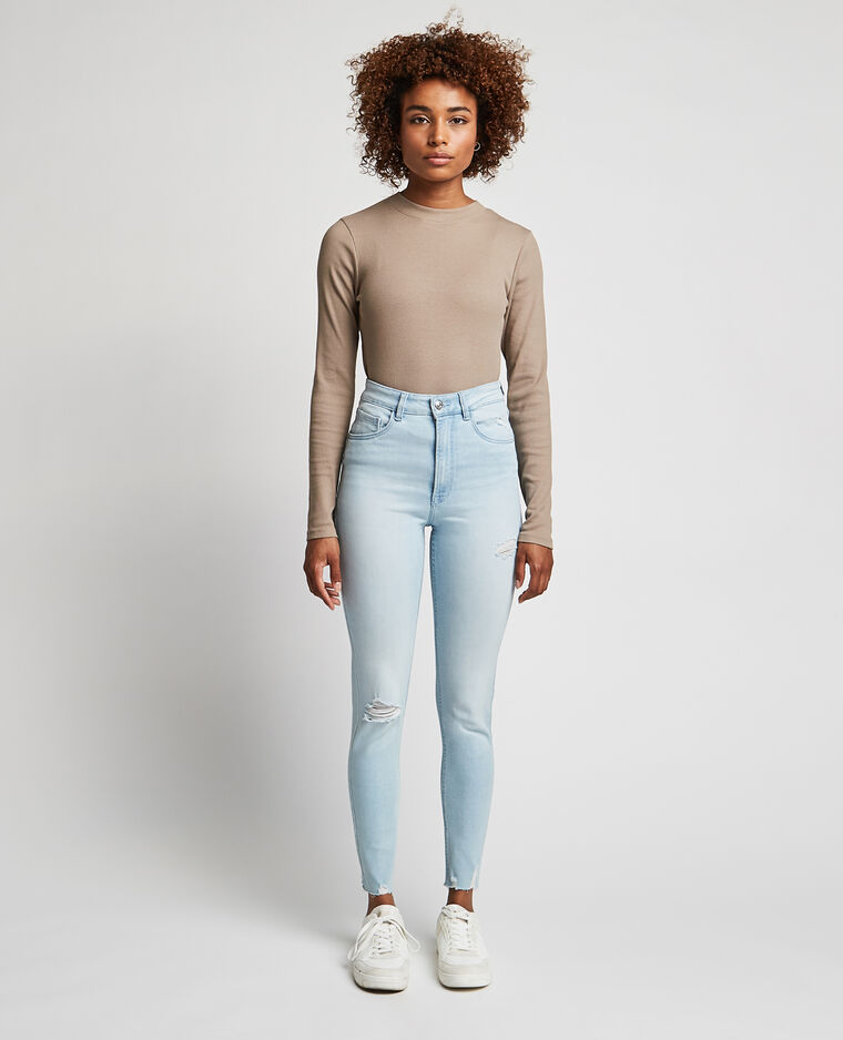 Jean skinny taille haute trashé bleu clair - Pimkie