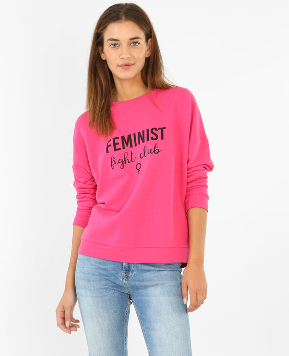 Sweat à message "Feminist" rose fuchsia - Pimkie