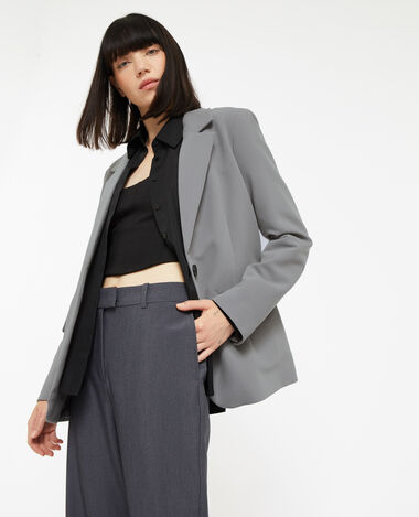 Veste blazer droite avec poches gris foncé - Pimkie