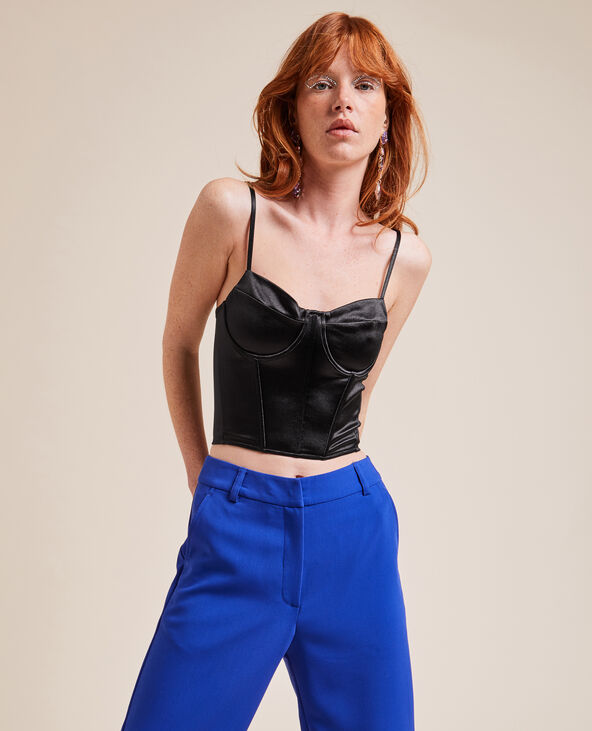 Corset en satin noir - Pimkie