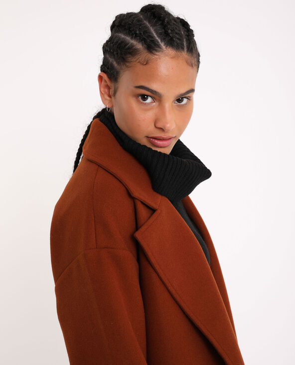 Manteau long à ceinture marron - Pimkie