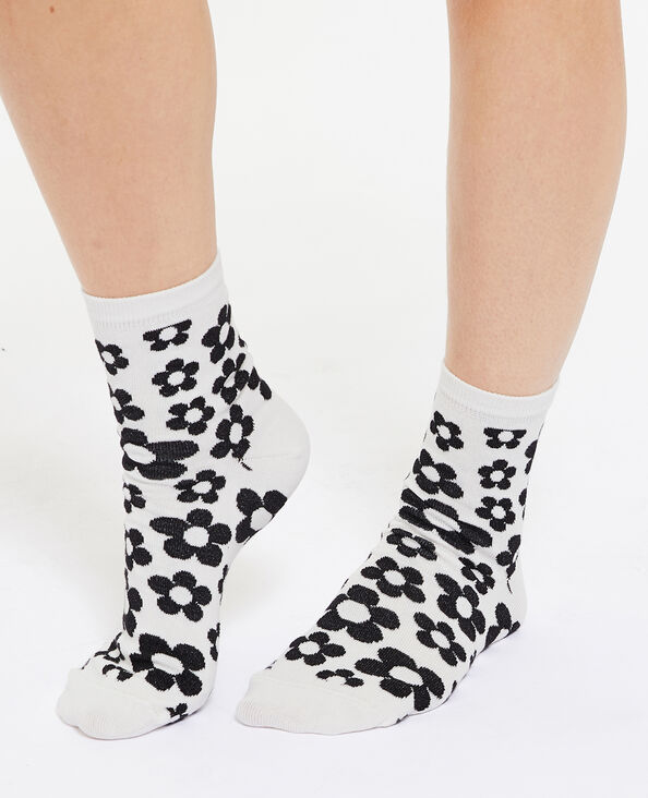 Paire de chaussettes motif fleurs écru - Pimkie