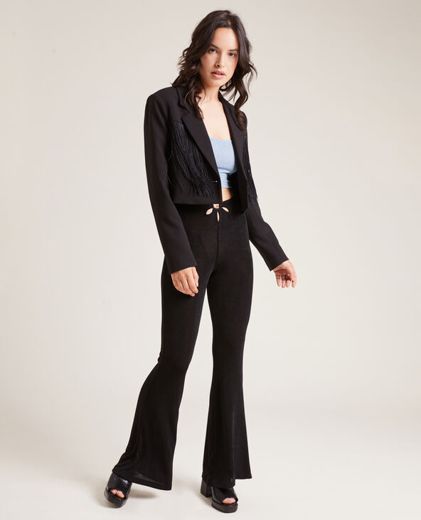 Pantalon flare en tissu fluide noir - Pimkie