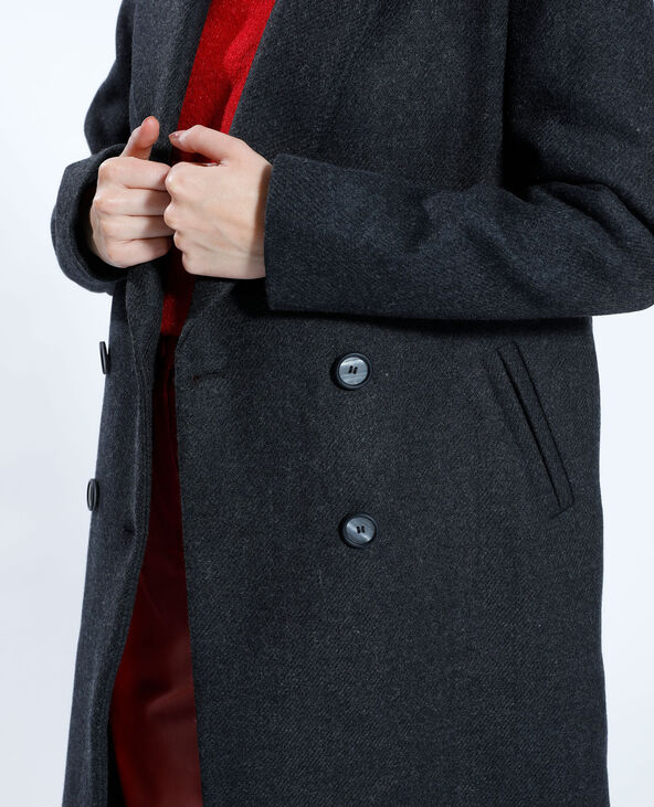 Manteau long avec laine gris foncé - Pimkie