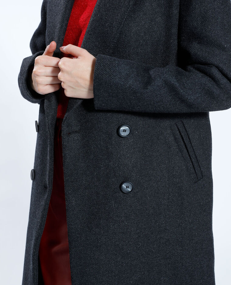 Manteau long avec laine gris anthracite - Pimkie