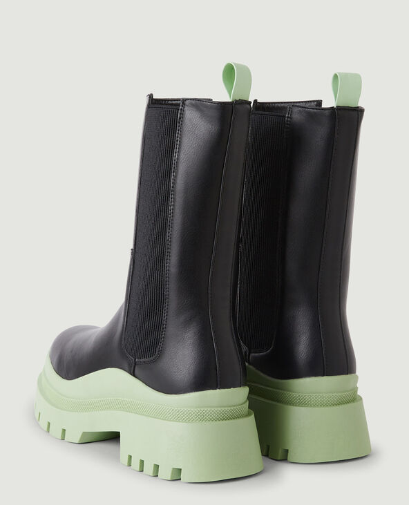 Boots semelles crantées vert anis - Pimkie