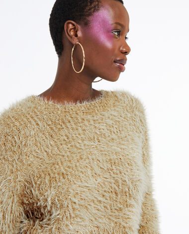 Pull court en maille poilue et lurex doré - Pimkie