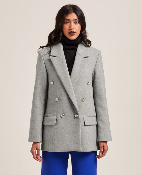 Veste blazer officier drap de laine gris - Pimkie