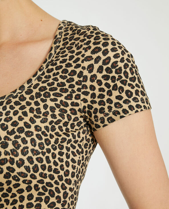 T-shirt boutonné léopard beige - Pimkie