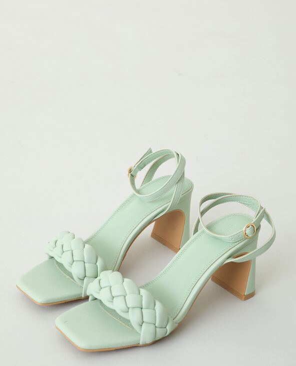 Sandales tressées à talons vert clair - Pimkie