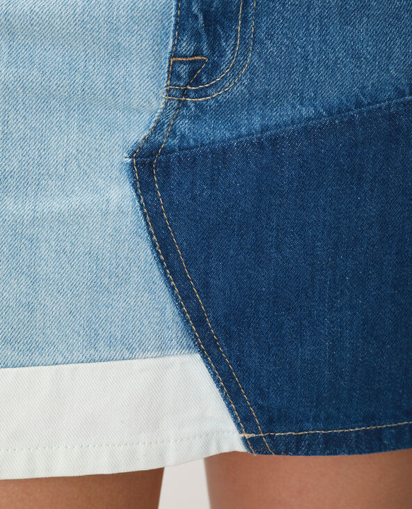 Jupe en jean patchwork bleu - Pimkie