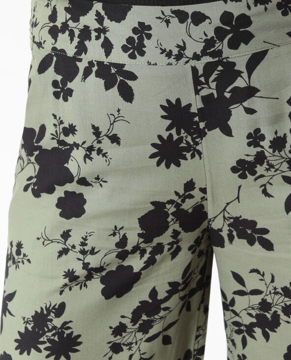 Pantalon large à fleurs vert de gris - Pimkie