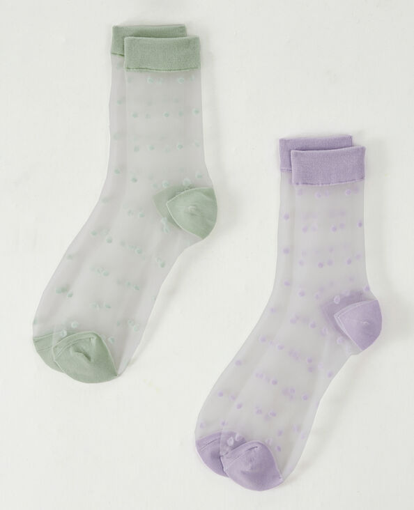 Lot de 2 paires de chaussettes plumetis violet - Pimkie