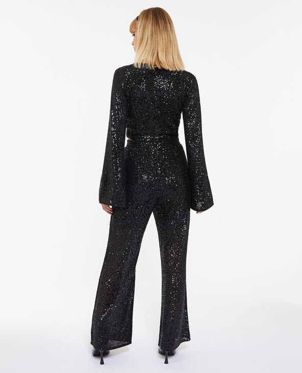 Pantalon flare avec sequins noir - Pimkie
