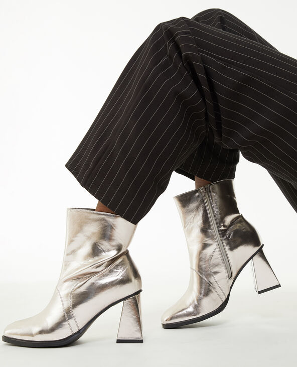 Boots bouts carrés avec talons trapèze cuivré - Pimkie