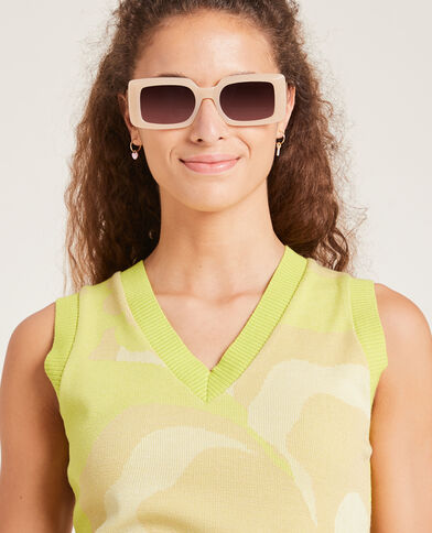 Top jacquard col V vert - Pimkie