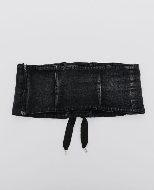 Ceinture corset en jean noir - Pimkie