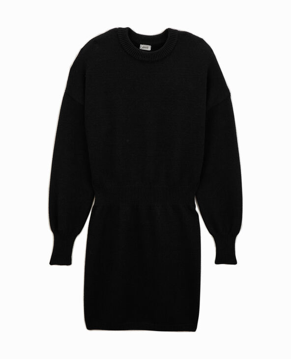 Robe-pull en maille avec taille resserrée noir - Pimkie