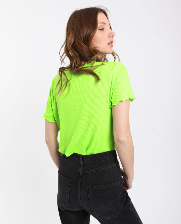T-shirt côtelé vert fluo - Pimkie