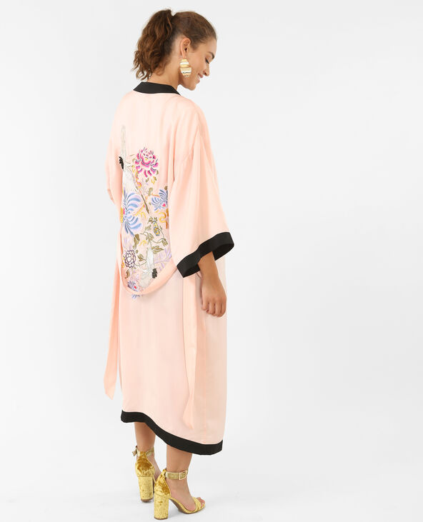 Long kimono satiné rose clair - Pimkie