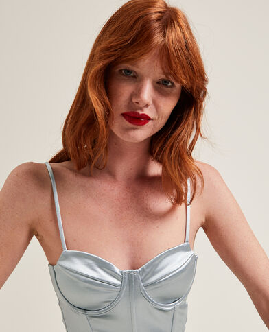 Brassière corset en satin gris clair - Pimkie