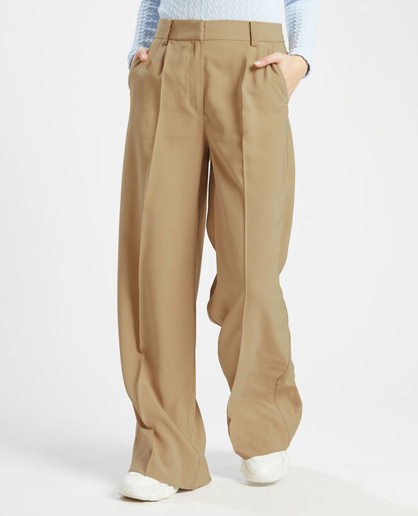 Pantalon large taille haute SMALL taupe - Pimkie