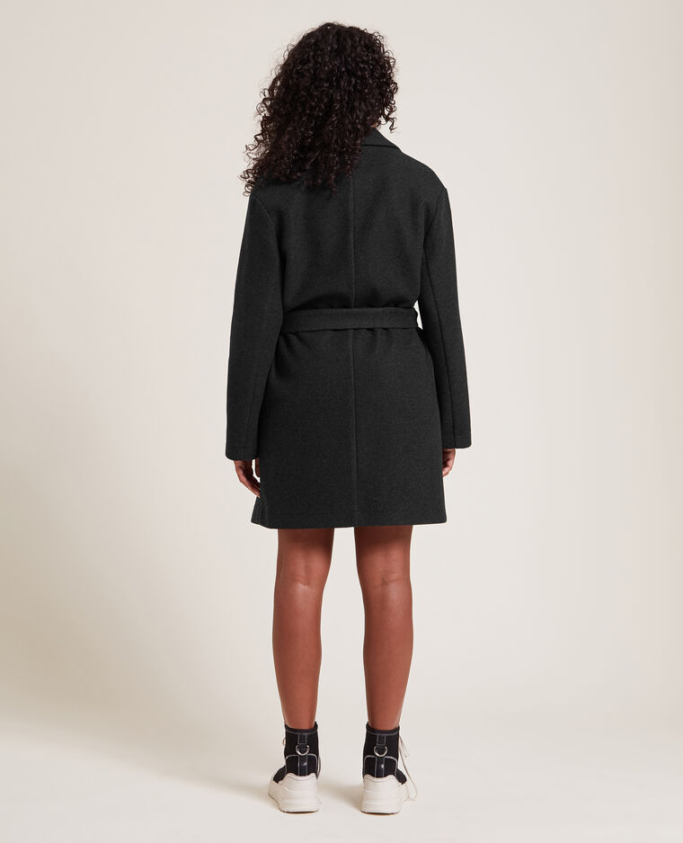 Manteau mi-long avec ceinture noir - Pimkie