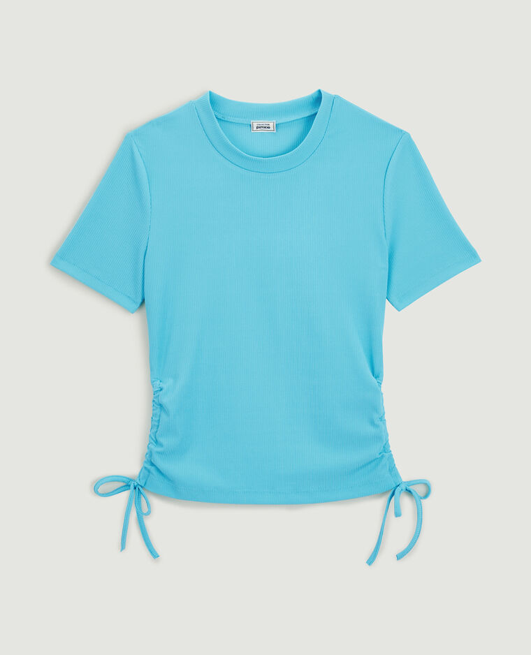 Top maille côtelée avec nœud bleu turquoise - Pimkie