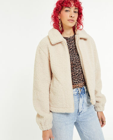 Veste zippée en sherpa sable - Pimkie