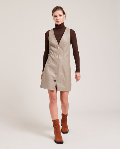 Robe courte en simili cuir marron - Pimkie