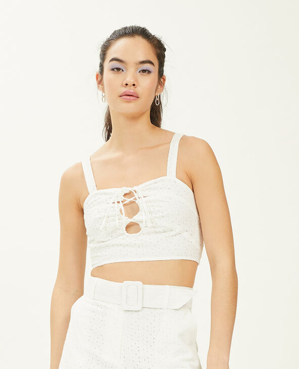 Top court broderie anglaise blanc - Pimkie