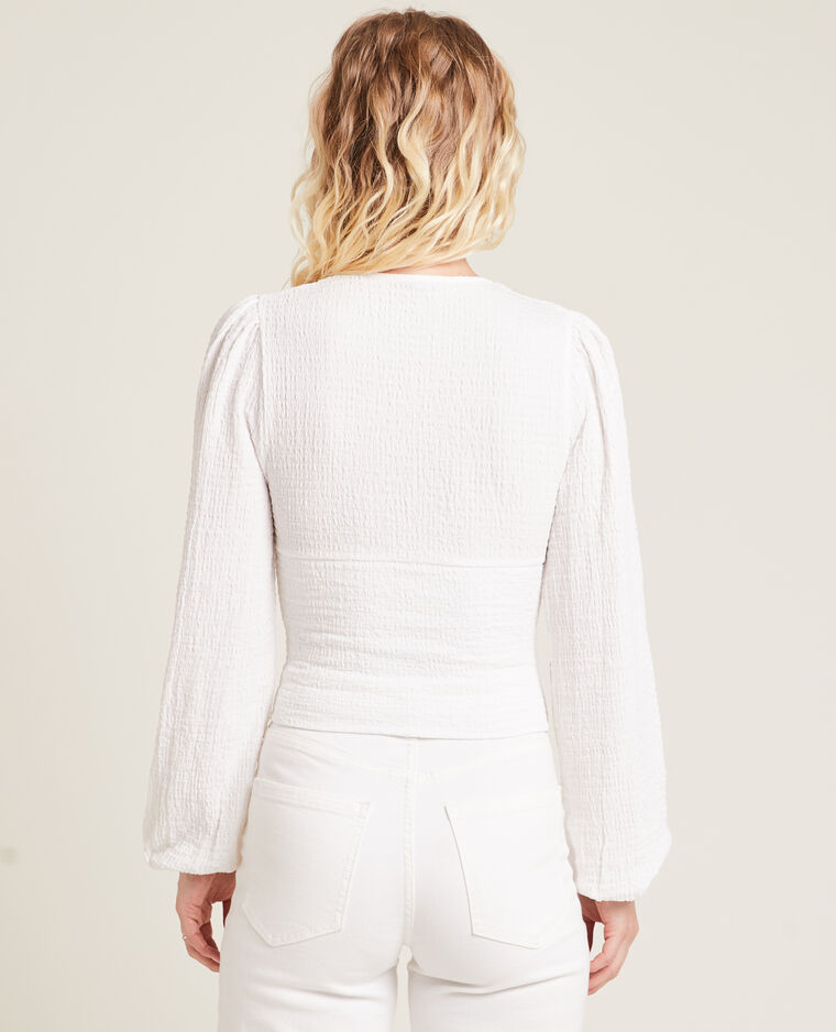 Blouse boutonnée en tissu texturé blanc - Pimkie