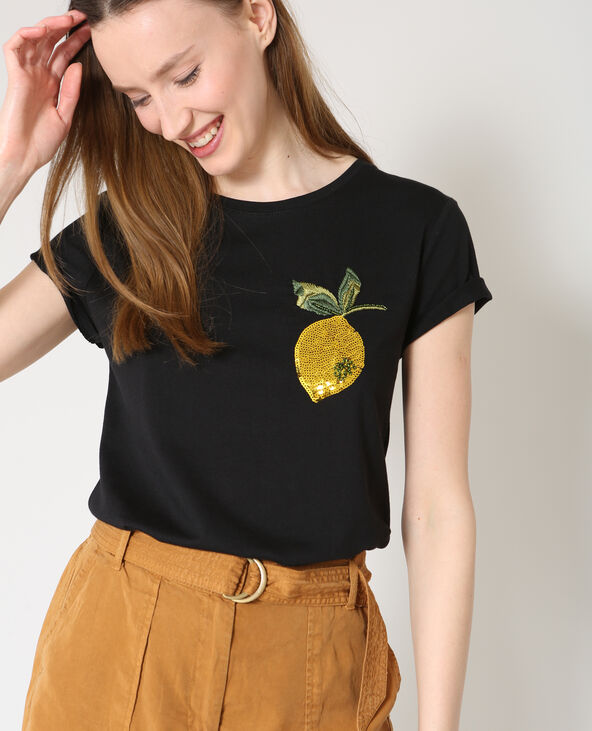 T-shirt citron noir - Pimkie