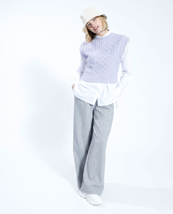 Pull cropped maille torsadé lilas - Pimkie