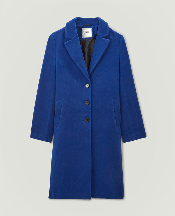Manteau long effet drap de laine bleu électrique - Pimkie