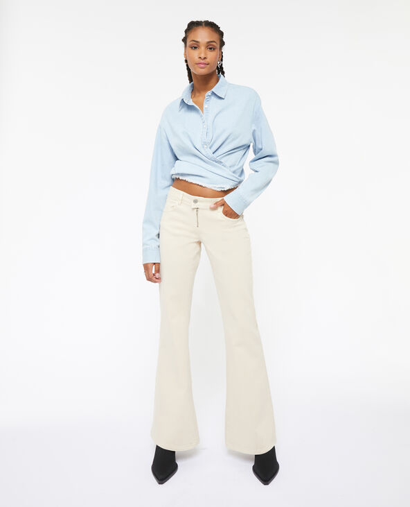 Jean flare bootcut taille basse zip apparent beige - Pimkie