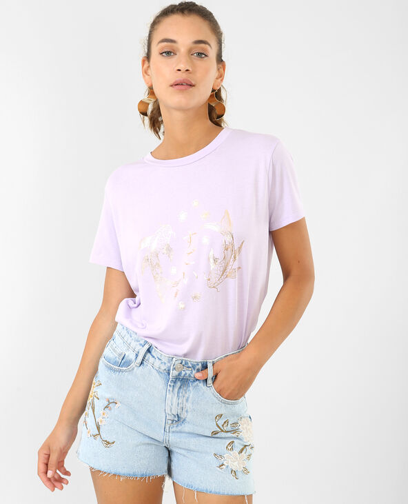 T-shirt à imprimés asiatiques lilas - Pimkie