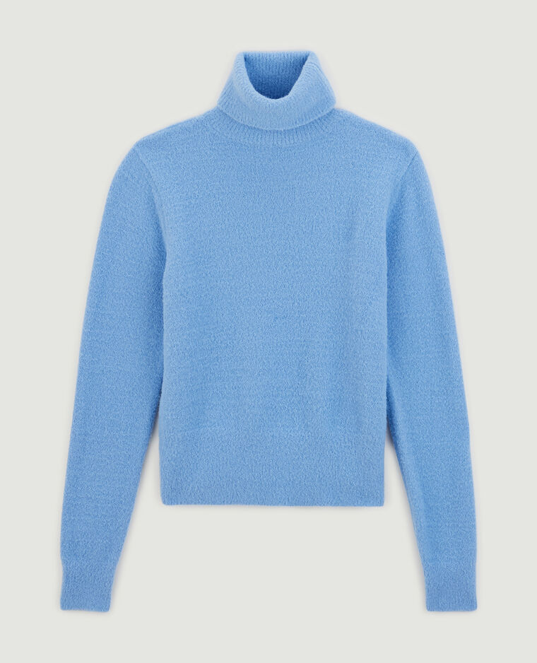 Pull col roulé maille fluffy bleu - Pimkie