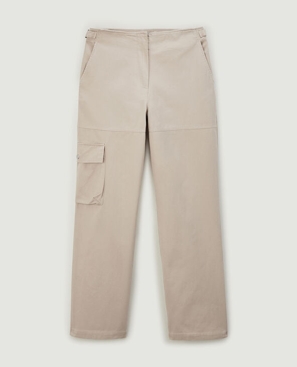 Pantalon cargo large taille basse SMALL beige - Pimkie