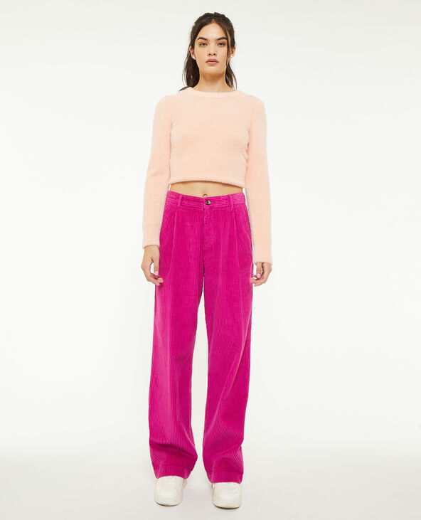 Pantalon velours droit avec pinces rose - Pimkie