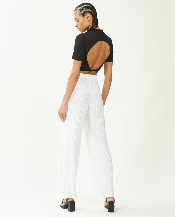 Pantalon large maille plissée blanc - Pimkie