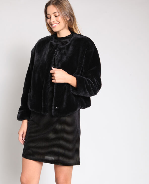 Veste courte fausse fourrure noire store