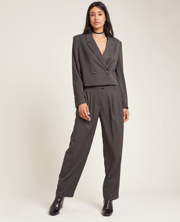 Pantalon large et droit à pinces SMALL taupe - Pimkie