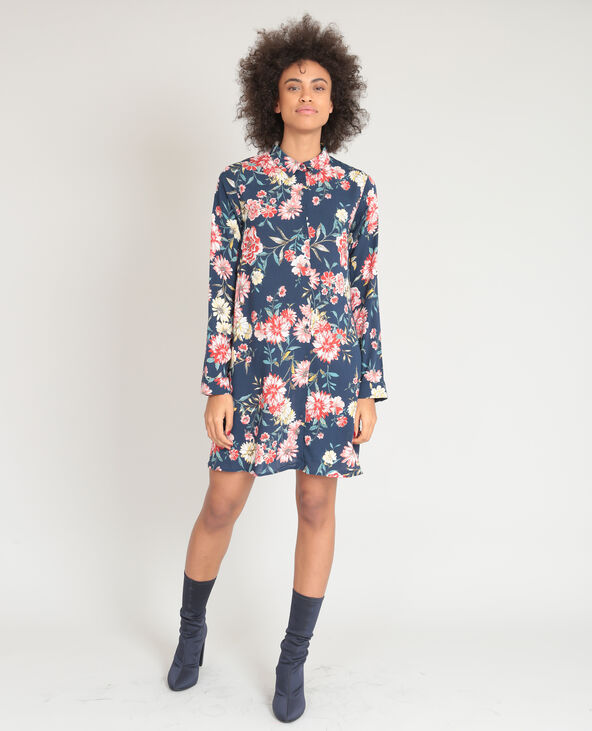 Robe chemise fleurie bleu - Pimkie