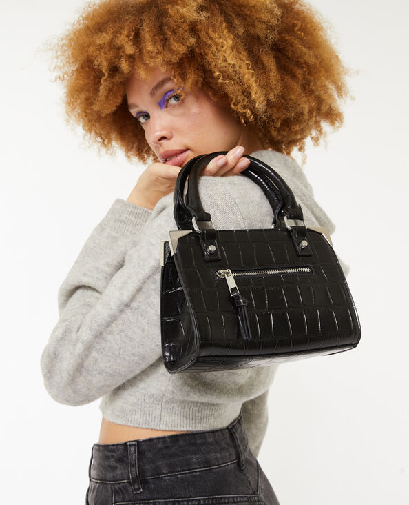 Sac boxy effet croco noir - Pimkie