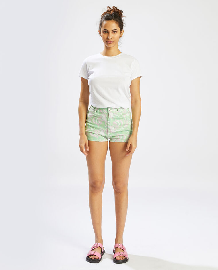 Short en jean slim taille haute vert fluo - Pimkie