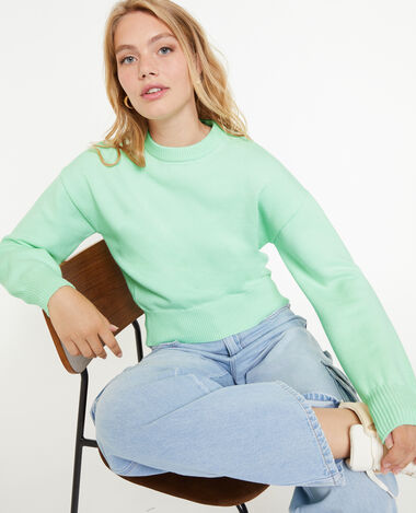 Pull col rond vert clair - Pimkie